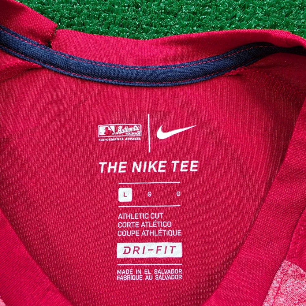 St Louis Cardinals Nike MLB Raglan Shirt Mens Large 3/4 Sleeve Red Baseball
